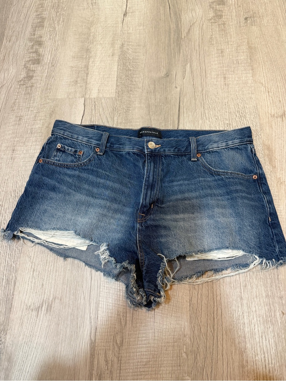 Aeropostale Dark Blue Distressed Denim Cutoff Shorts